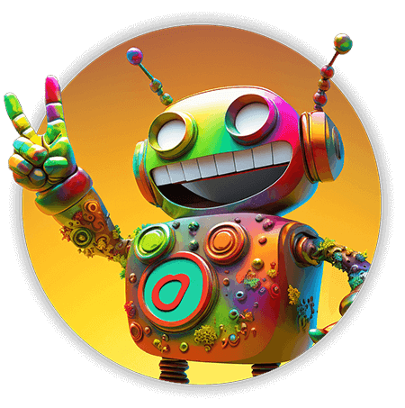 Profile picture of Bot a friendly looking robot giving a peace sign and smiling broadly